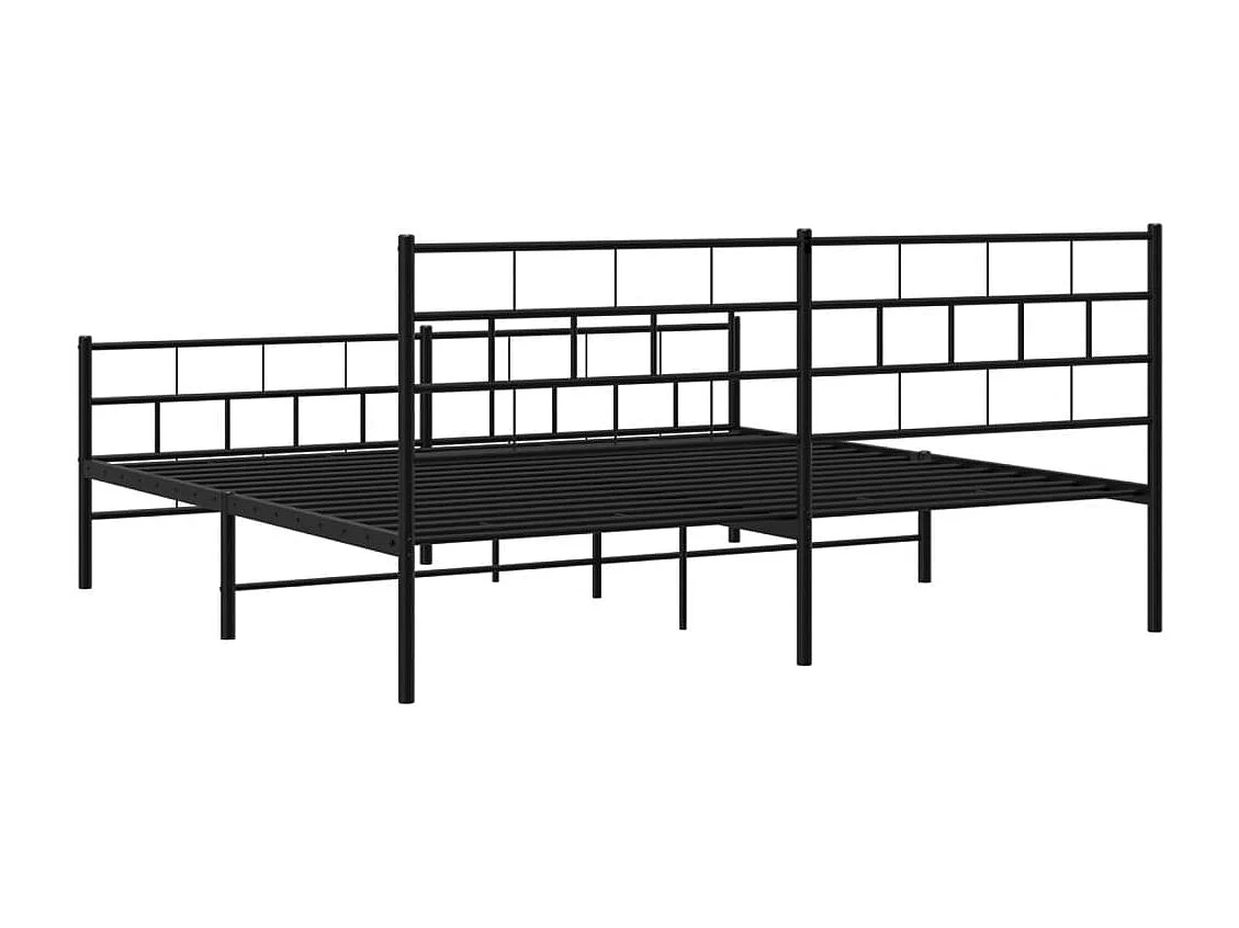 Cadre de lit métal sans matelas avec pied de lit noir 200x200cm