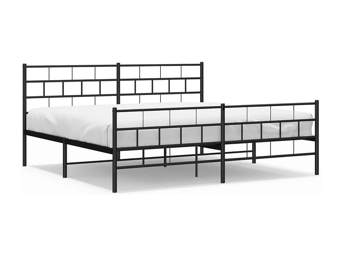 Cadre de lit métal sans matelas avec pied de lit noir 200x200cm