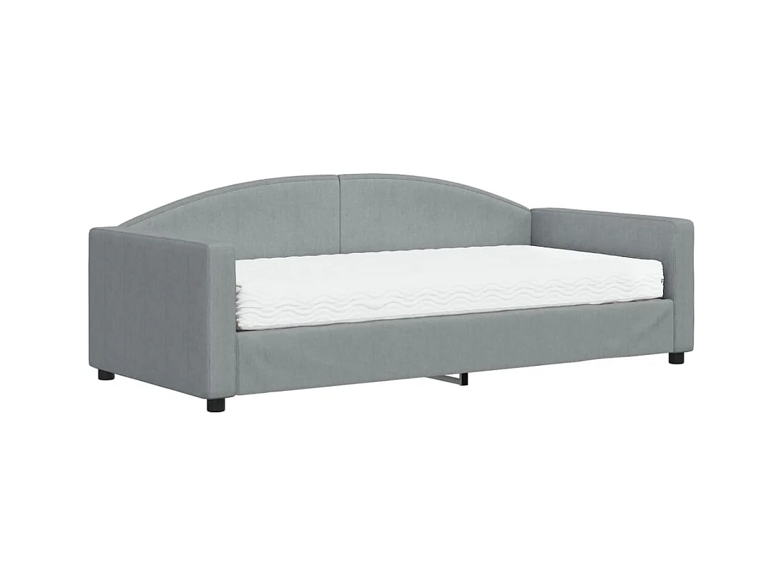 Lit de jour avec matelas gris clair 90x190 cm tissu