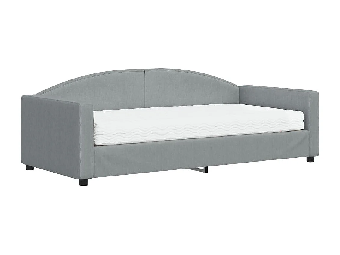 Lit de jour avec matelas gris clair 90x190 cm tissu