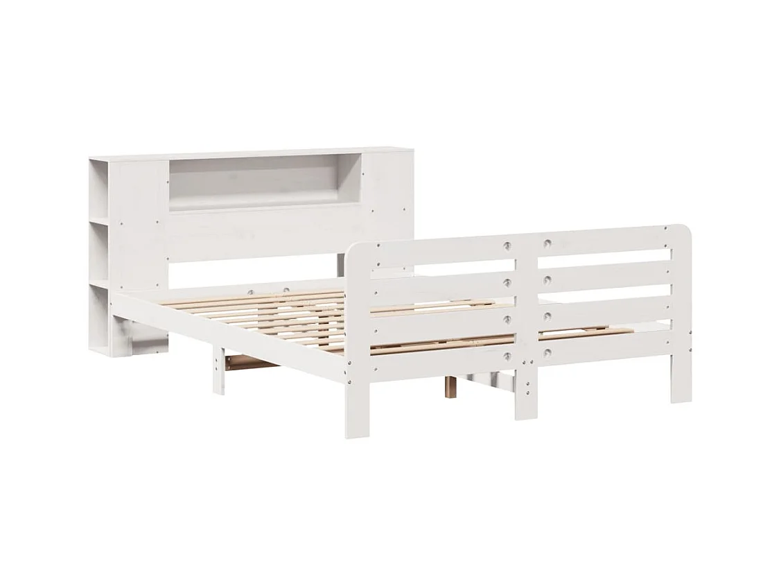 Cadre de lit sans matelas blanc 135x190 cm bois de pin massif