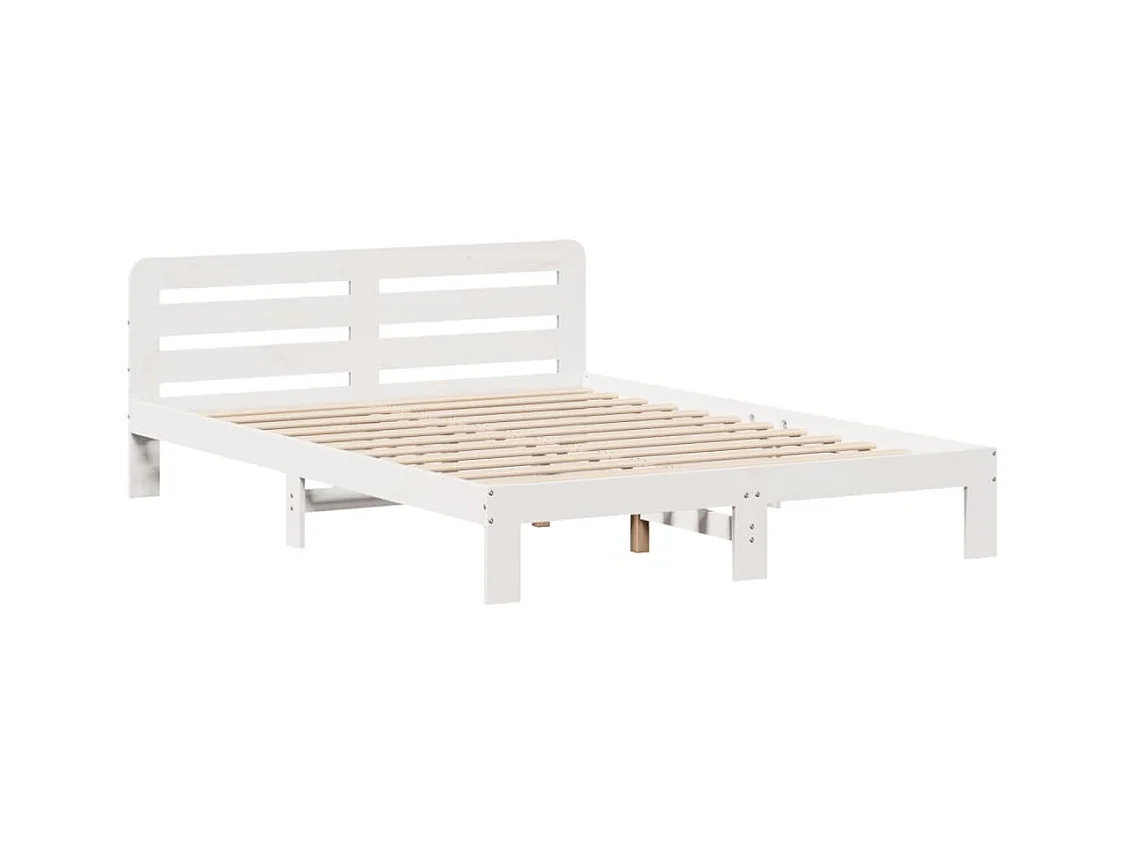 Cadre de lit sans matelas blanc 135x190 cm bois de pin massif