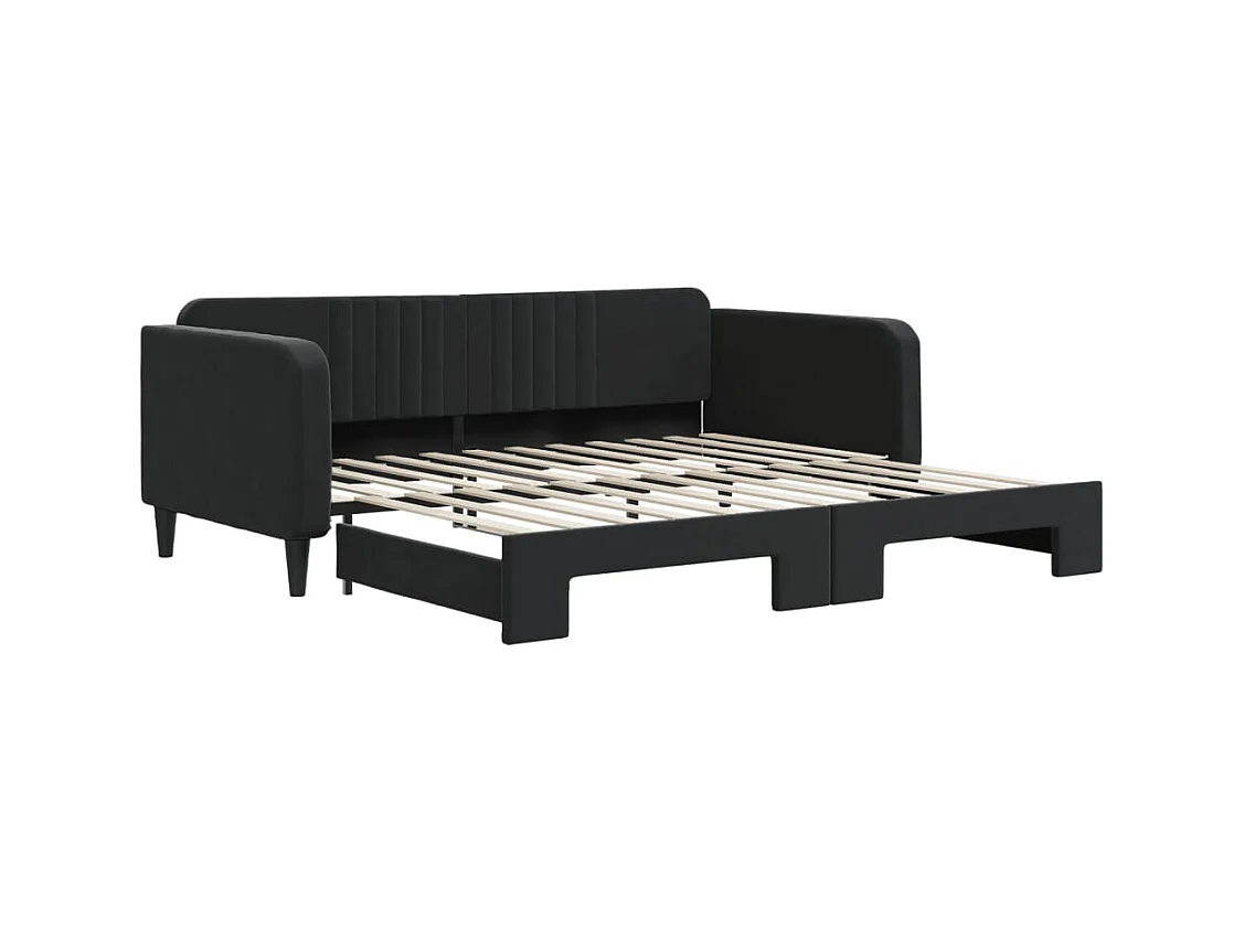 Divano letto con letto estraibile senza materasso nero 100x200 cm