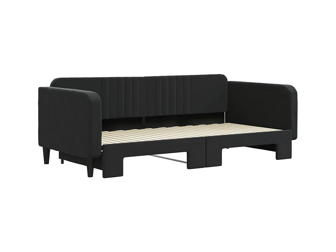 Divano letto con letto estraibile senza materasso nero 100x200 cm