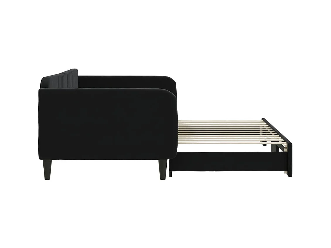 Divano letto con letto estraibile senza materasso nero 100x200 cm