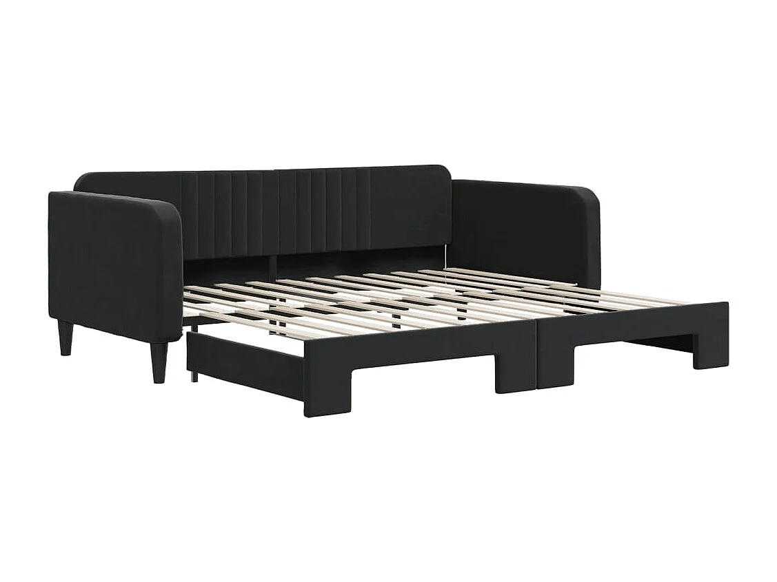 Divano letto con letto estraibile senza materasso nero 100x200 cm