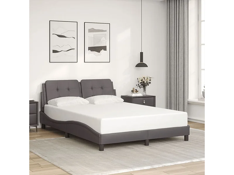 Bedframe zonder matras grijs 140x200 cm kunstleer