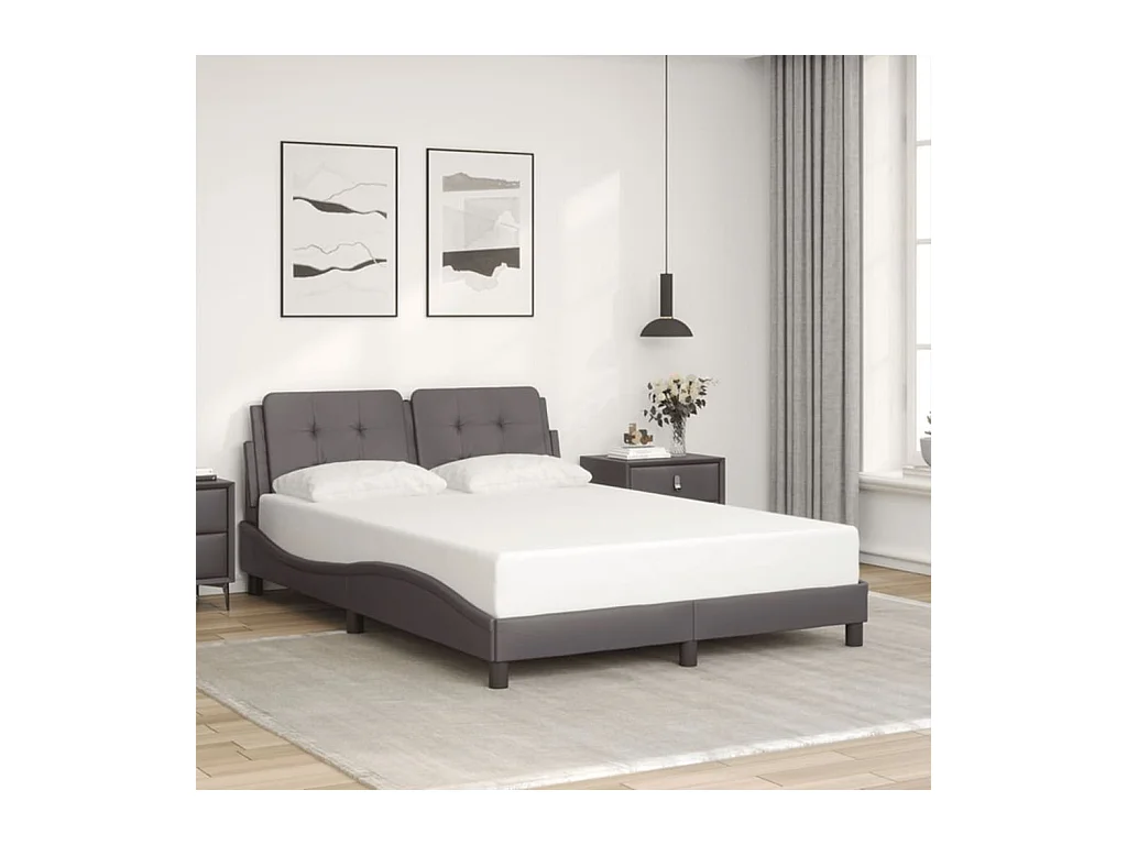 Cadre de lit sans matelas gris 140x200 cm similicuir