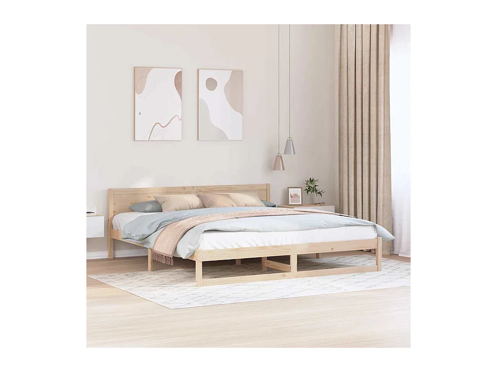 Bruin bedframe 180 x 200 cm massief grenenhout