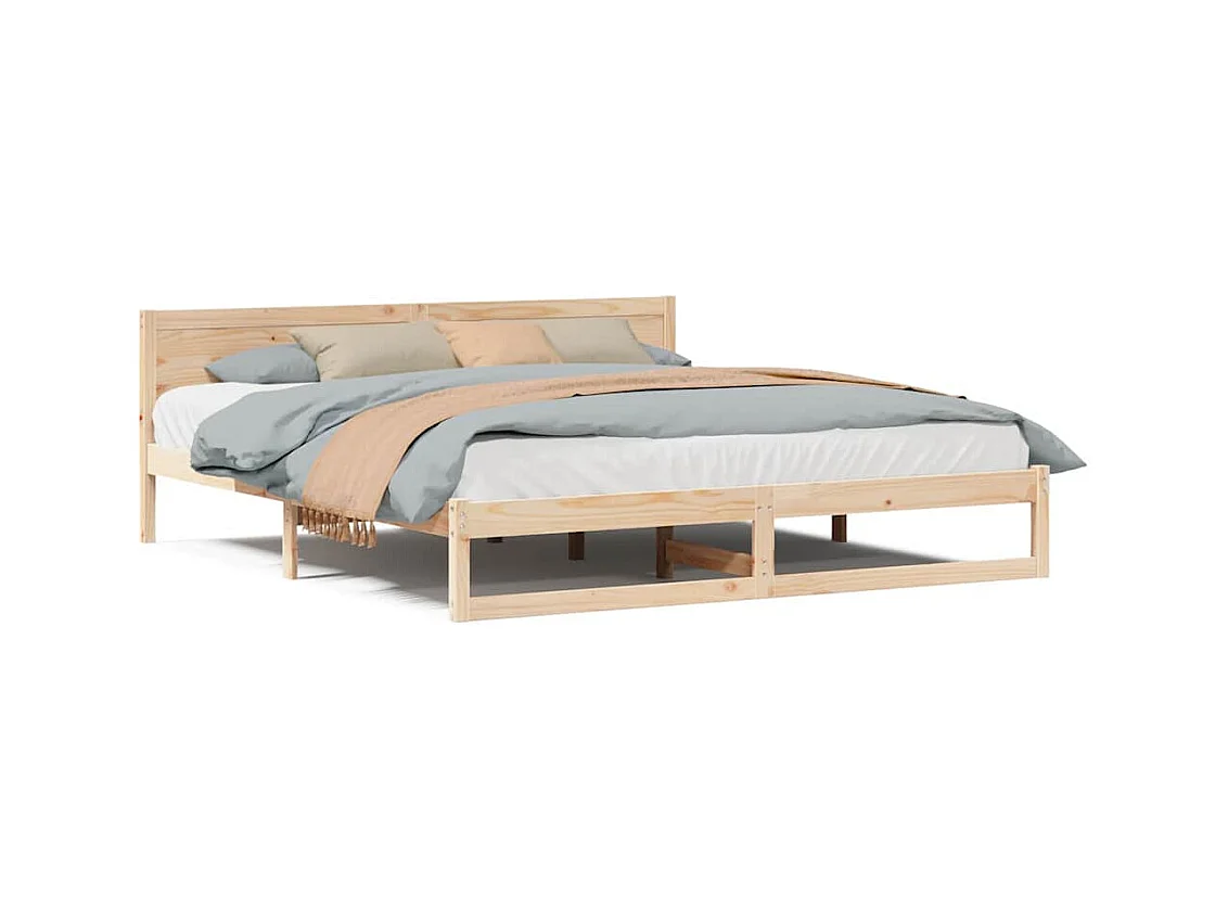 Bruin bedframe 180 x 200 cm massief grenenhout