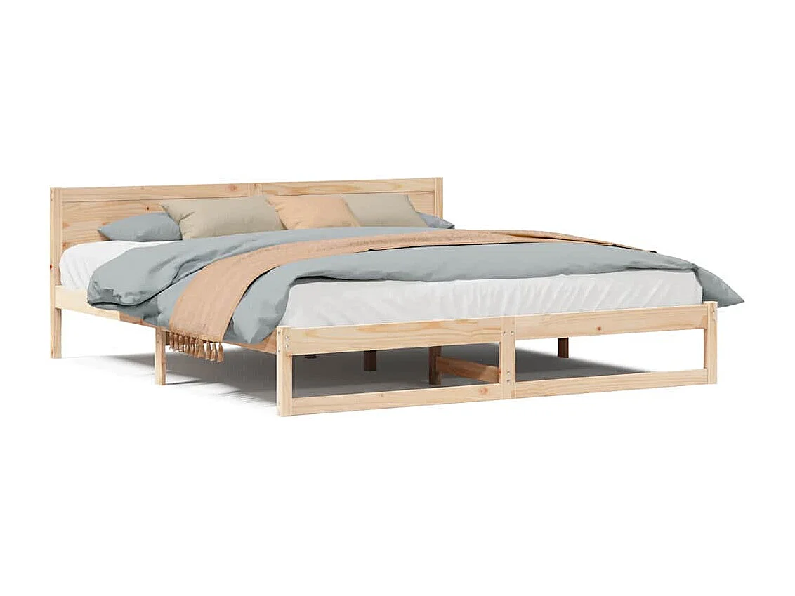 Estructura de cama marrón 180 x 200 cm madera maciza de pino