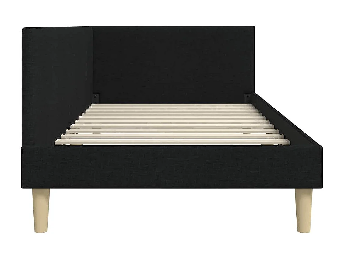 Zwart hoekbedframe 80 x 200 cm Stof en gereconstrueerd hout