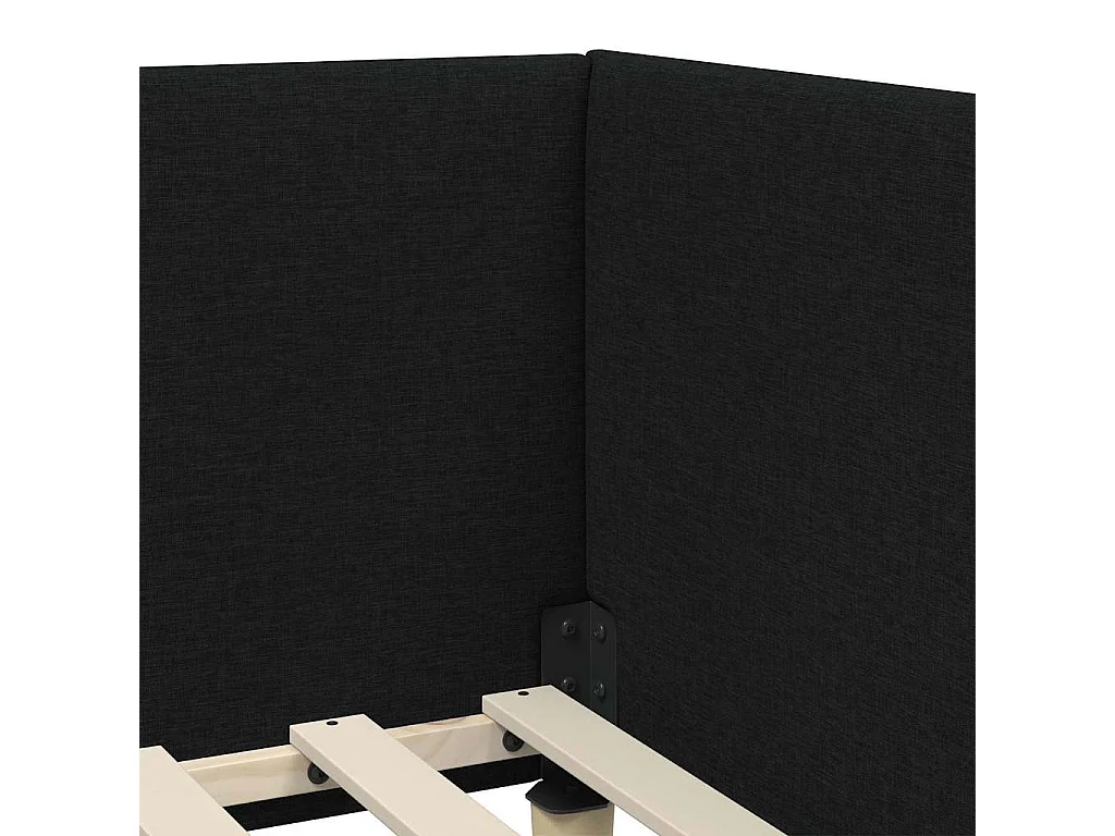 Zwart hoekbedframe 80 x 200 cm Stof en gereconstrueerd hout