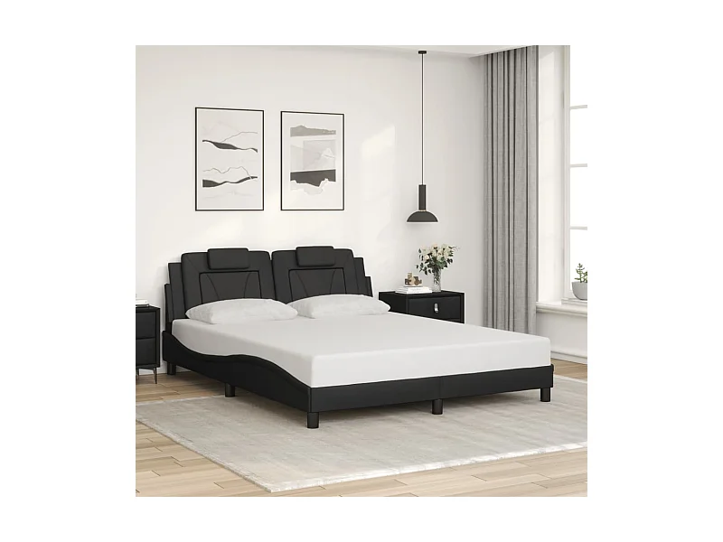 Estructura de cama sin colchón negra 160x200 cm polipiel