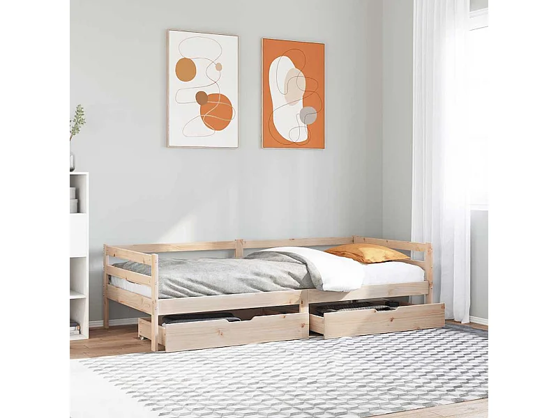 Dagbed met lades zonder matras 90x200 cm massief hout