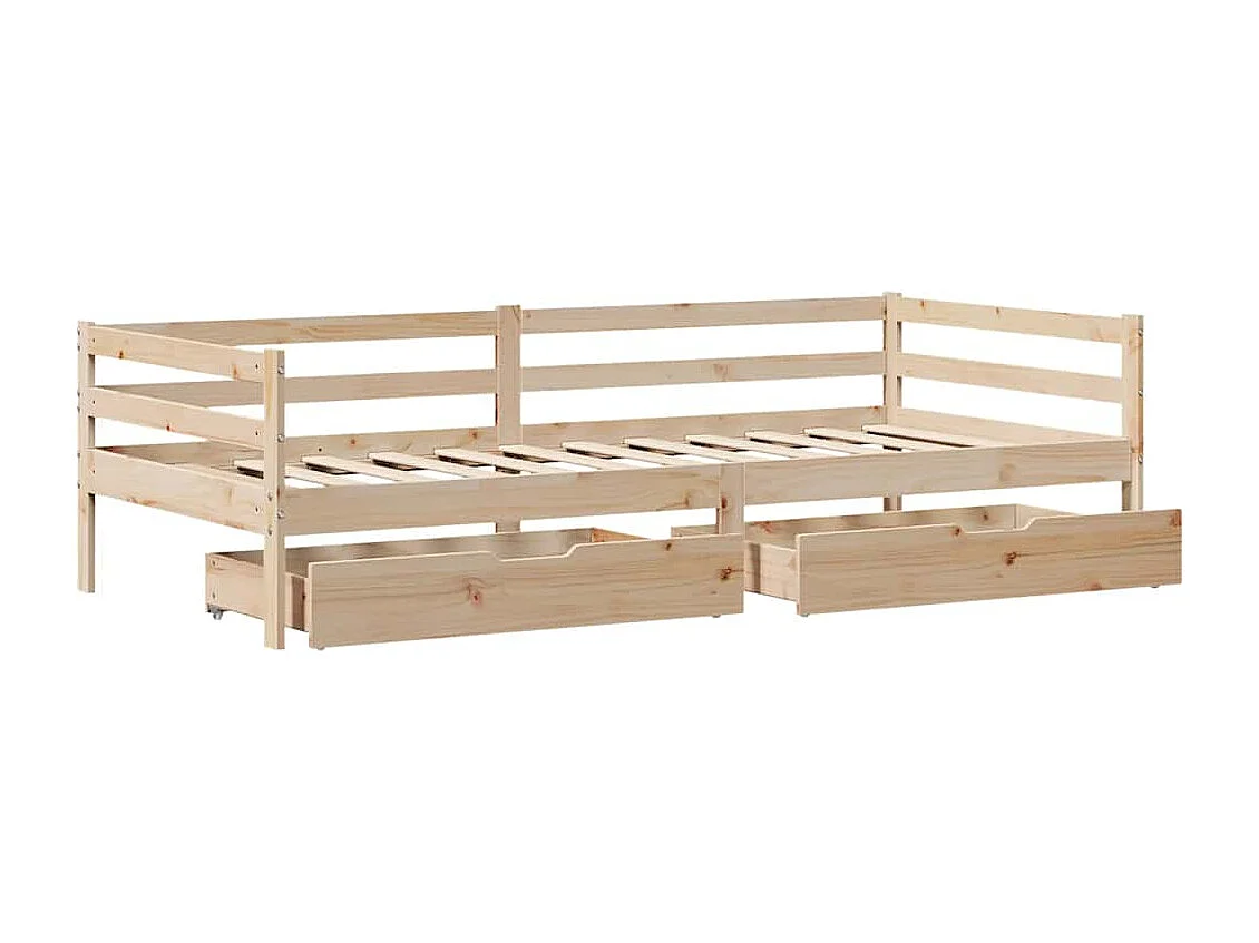 Dagbed met lades zonder matras 90x200 cm massief hout
