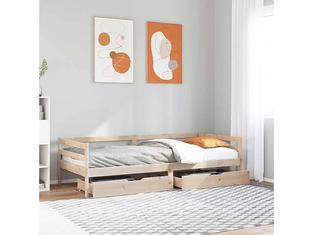 Lit de jour avec tiroirs sans matelas 90x200 cm bois massif