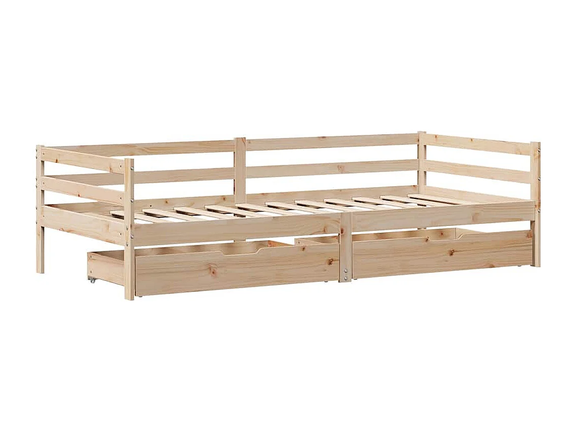 Lit de jour avec tiroirs sans matelas 90x200 cm bois massif