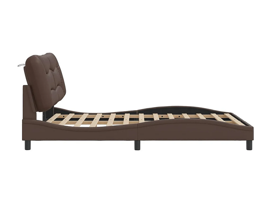 Bedframe met LED zonder matras bruin 140x200 cm