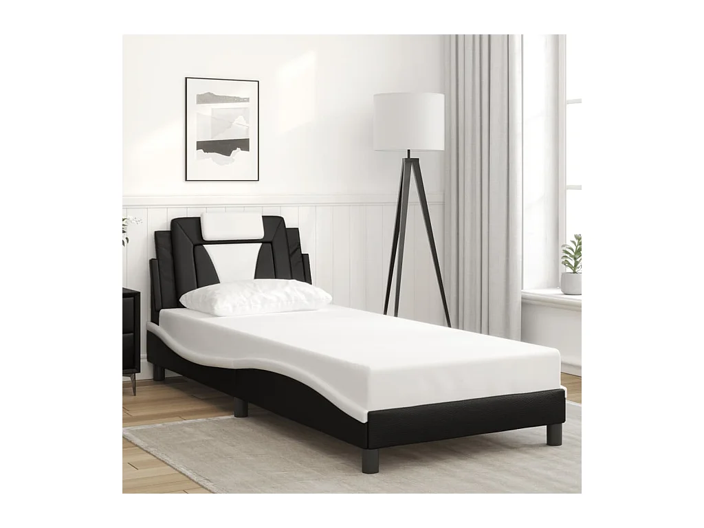 Struttura letto con LED senza materasso bianco e nero 90x200 cm
