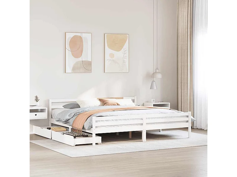Bedframe zonder matras wit 180x200 cm massief grenenhout