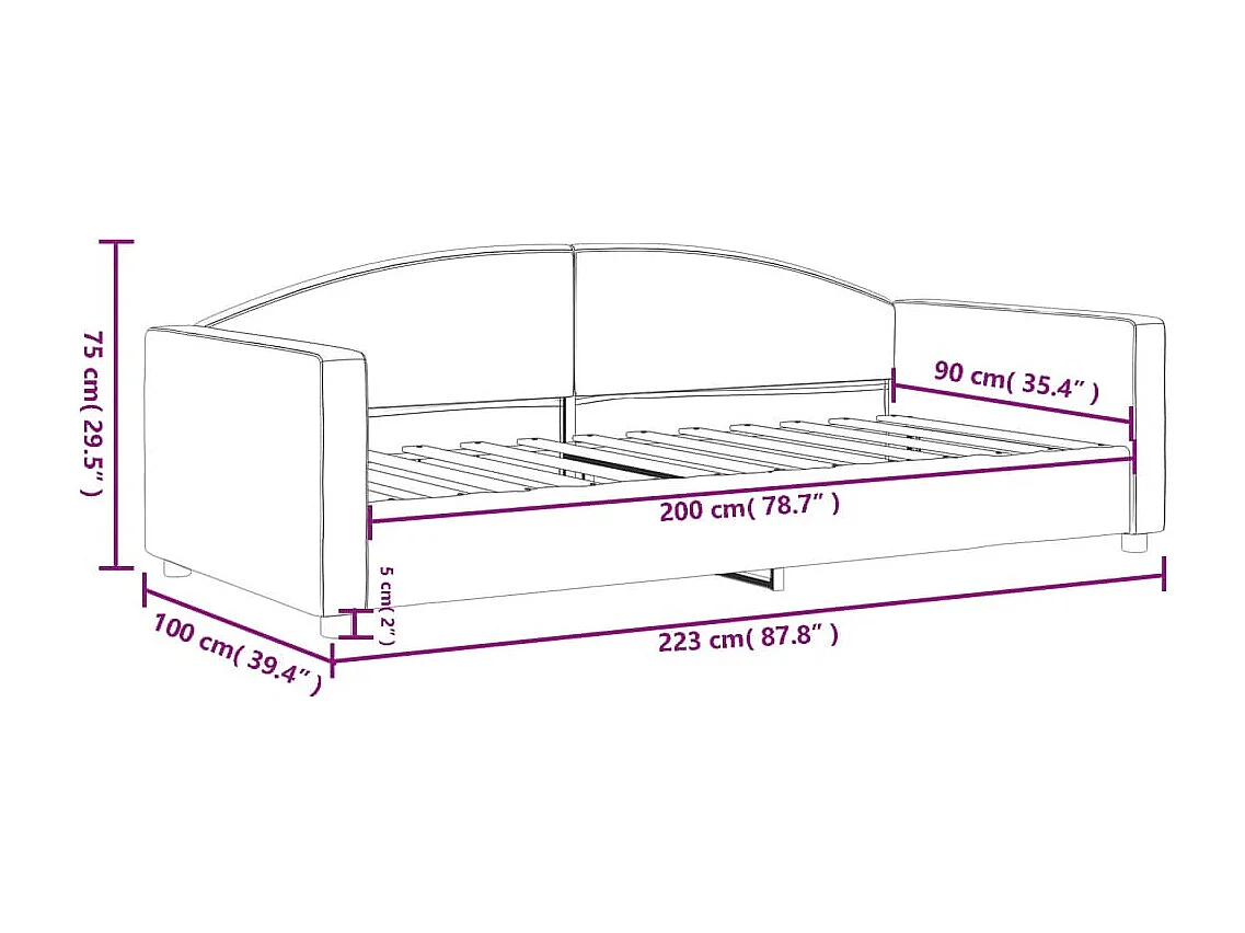 Lit de repos sans matelas taupe 90x200 cm tissu
