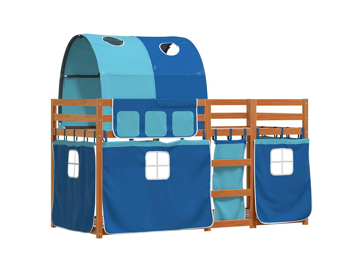 Letto a castello senza materasso blu 80x200 cm in legno massello di pino