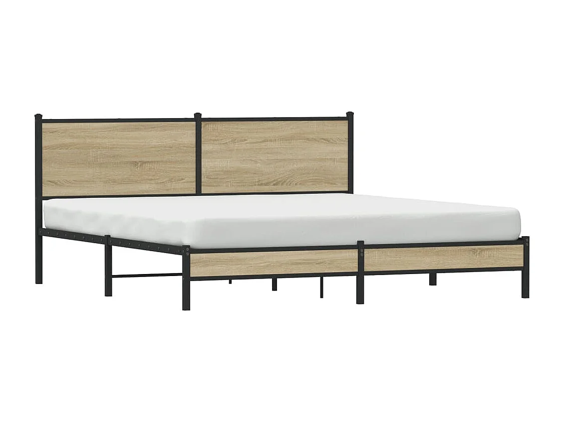 Estructura de cama de metal sin colchón roble Sonoma 180x200 cm