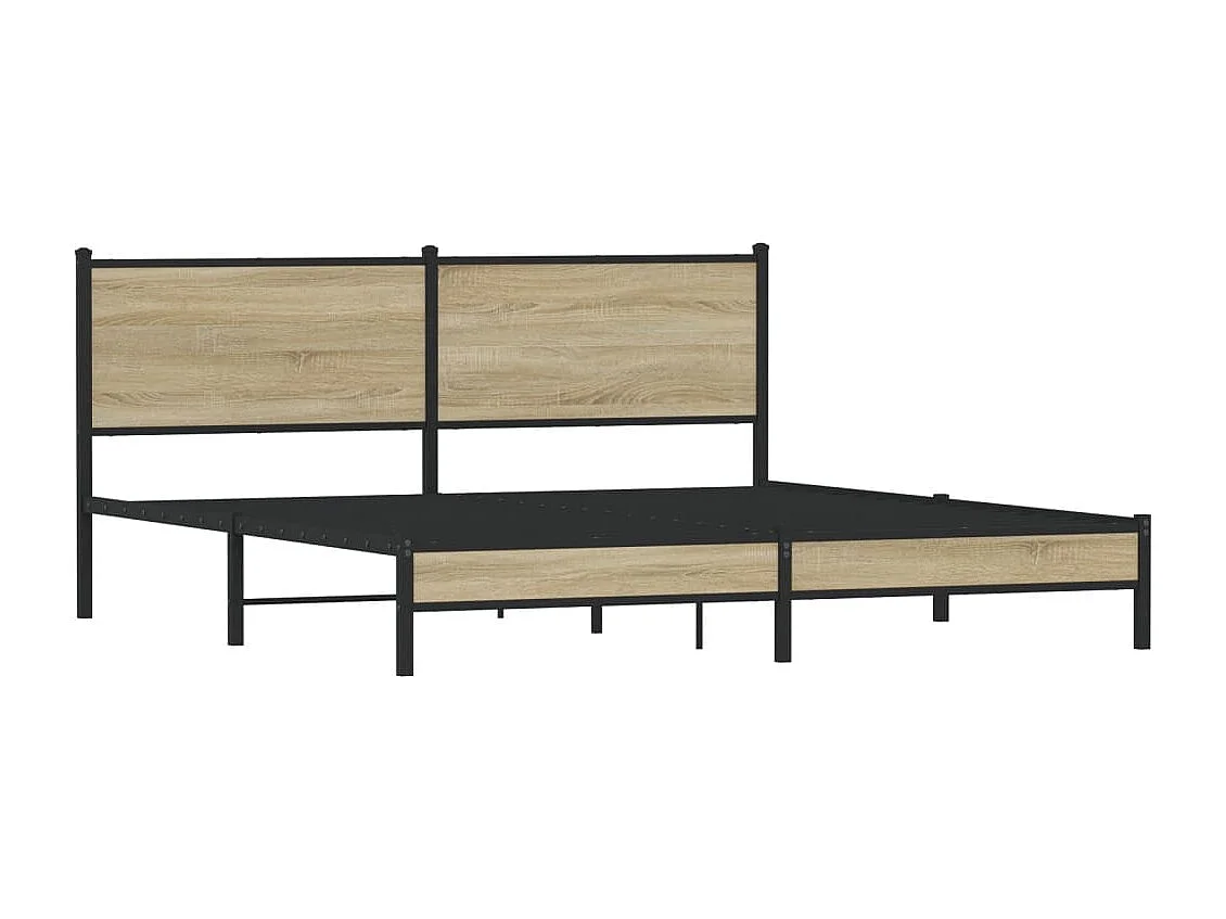 Estructura de cama de metal sin colchón roble Sonoma 180x200 cm