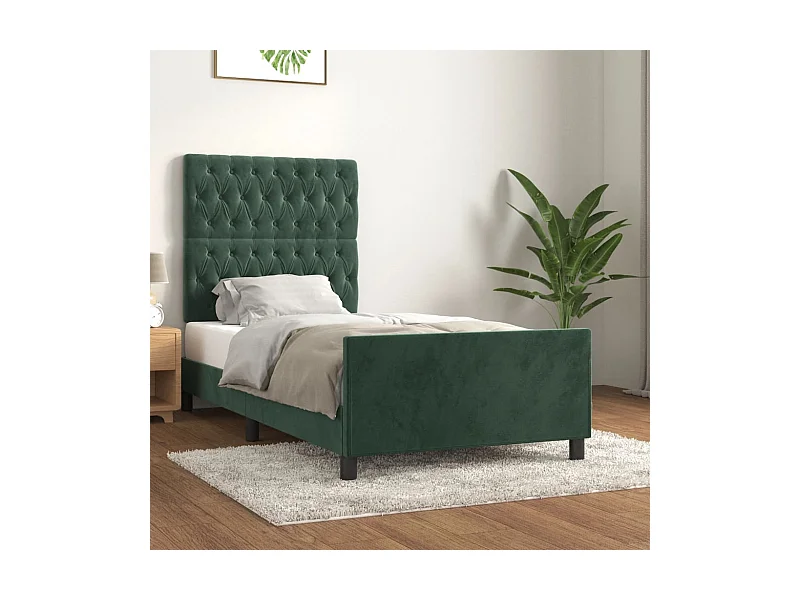 Donkergroen bedframe zonder matras 90x200 cm fluweel