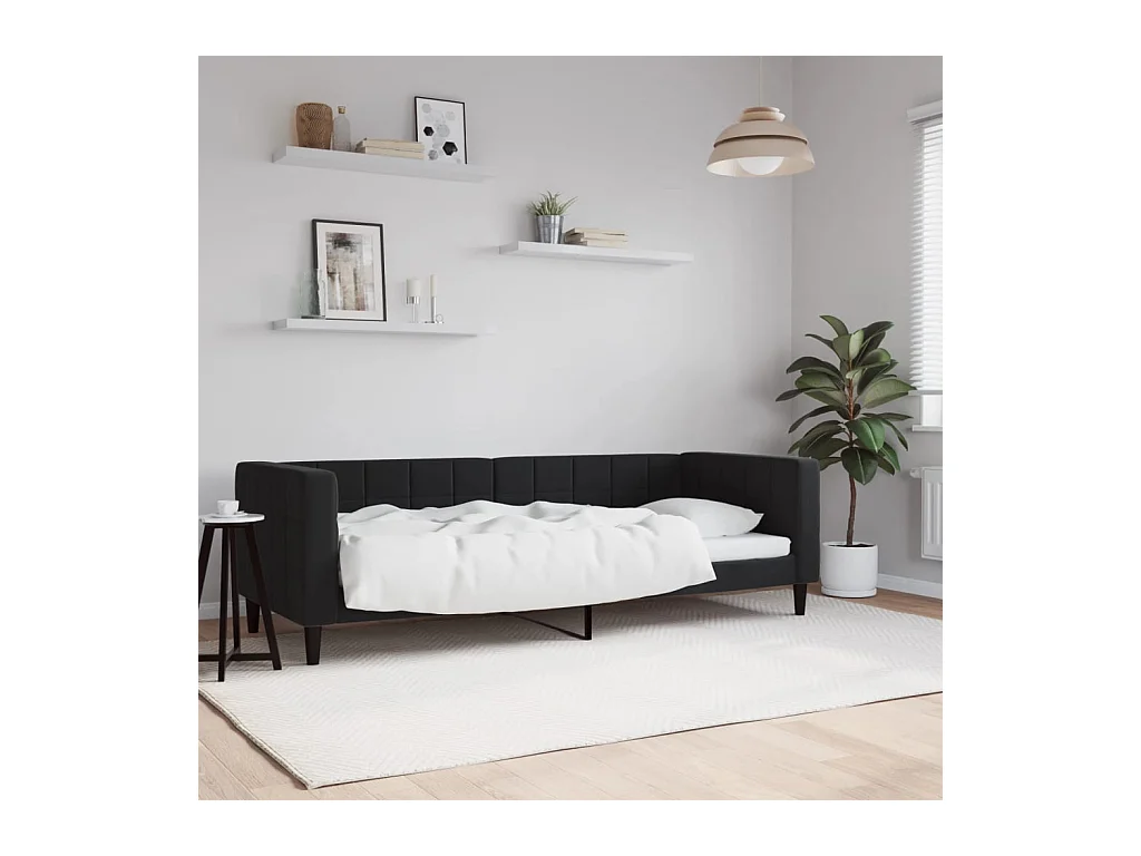 Tagesbett ohne Matratze schwarz 80x200 cm Samt
