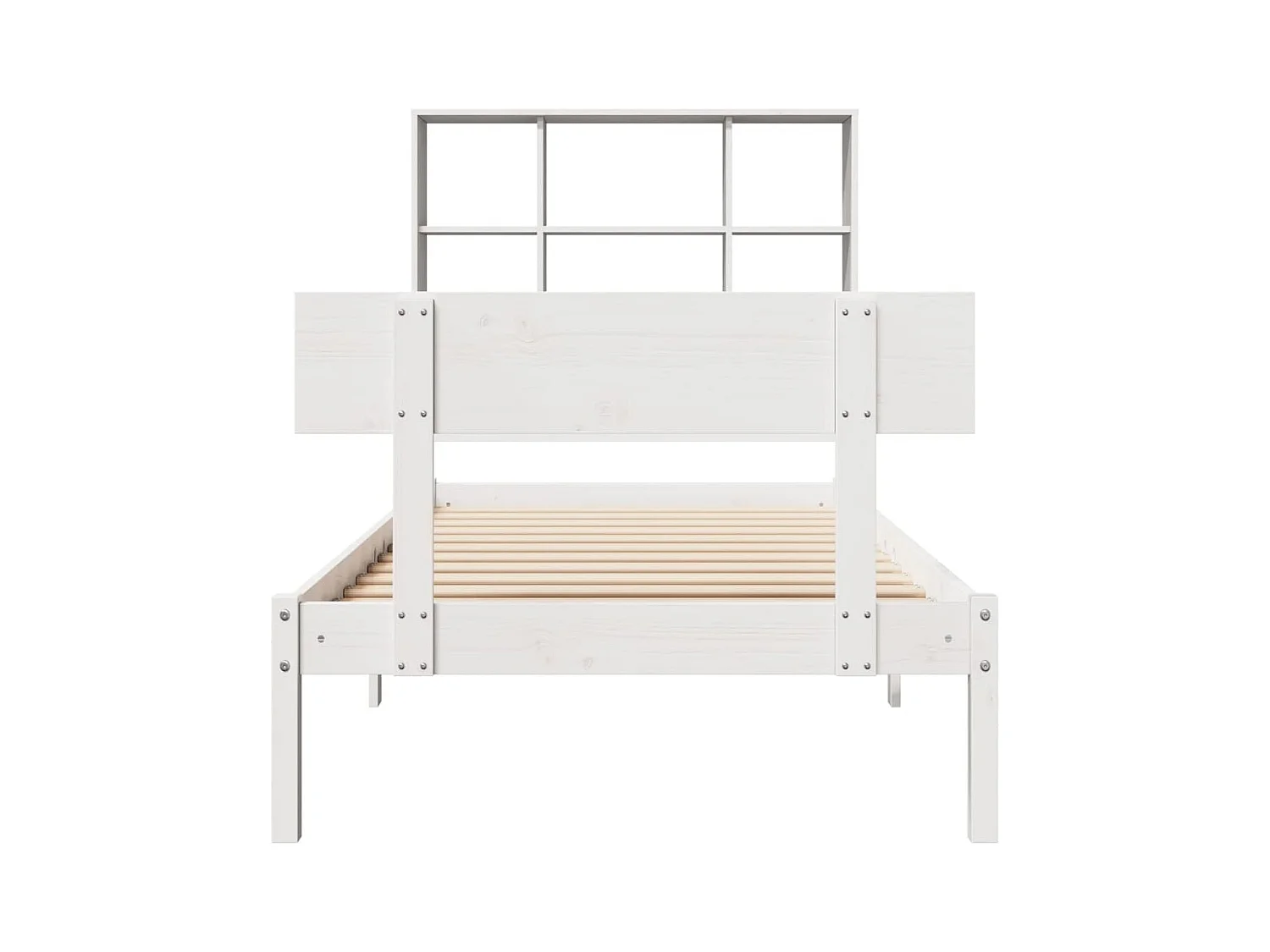 Letto libreria bianco senza materasso 90x200cm in legno massello di pino