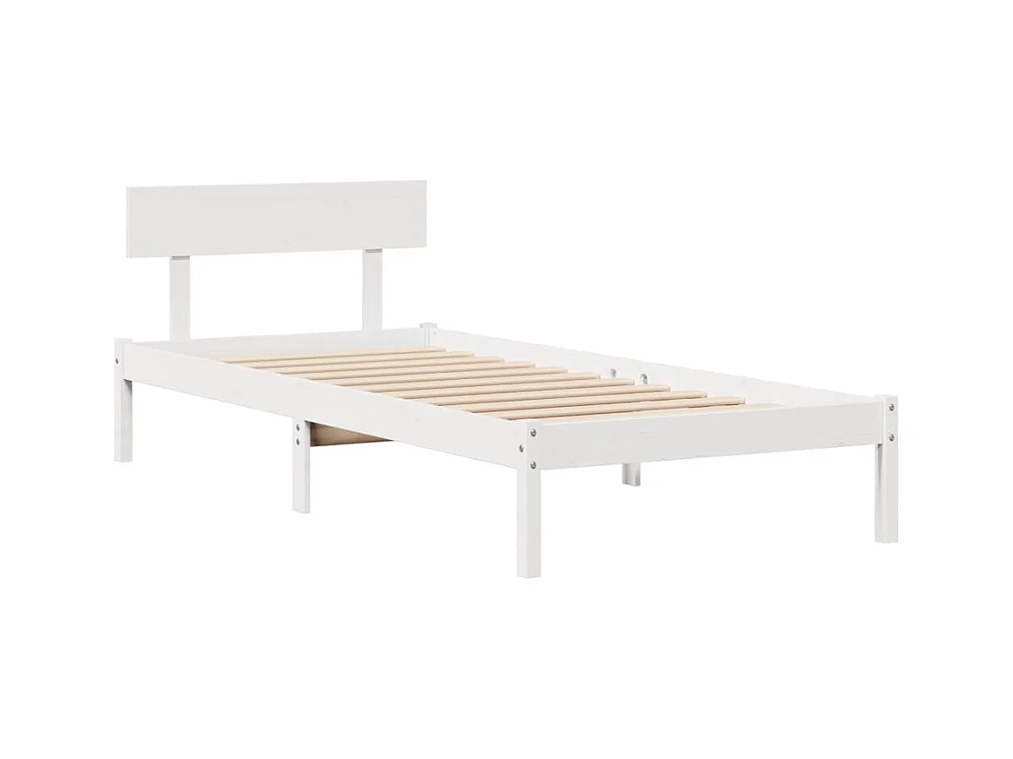 Letto libreria bianco senza materasso 90x200cm in legno massello di pino