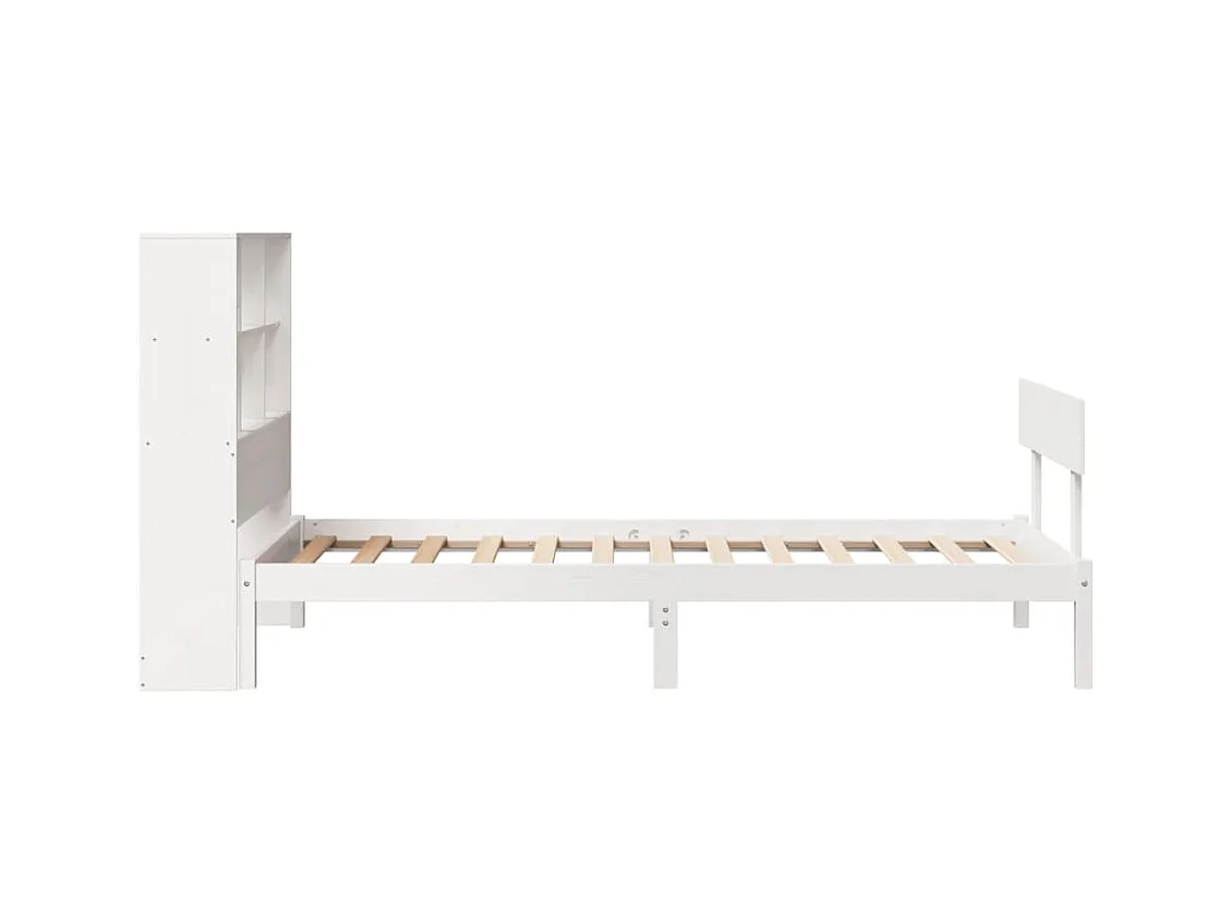 Letto libreria bianco senza materasso 90x200cm in legno massello di pino