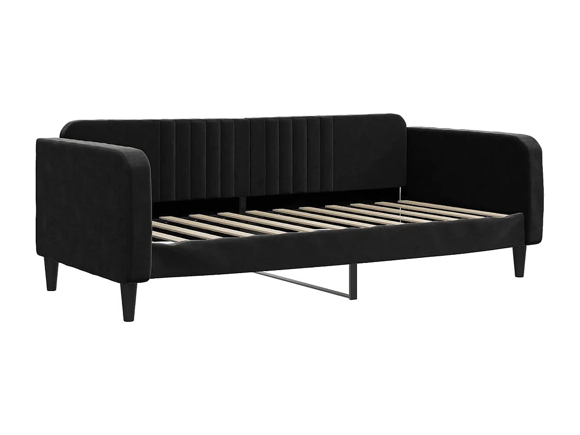 Lit de jour avec matelas noir 90x200 cm velours