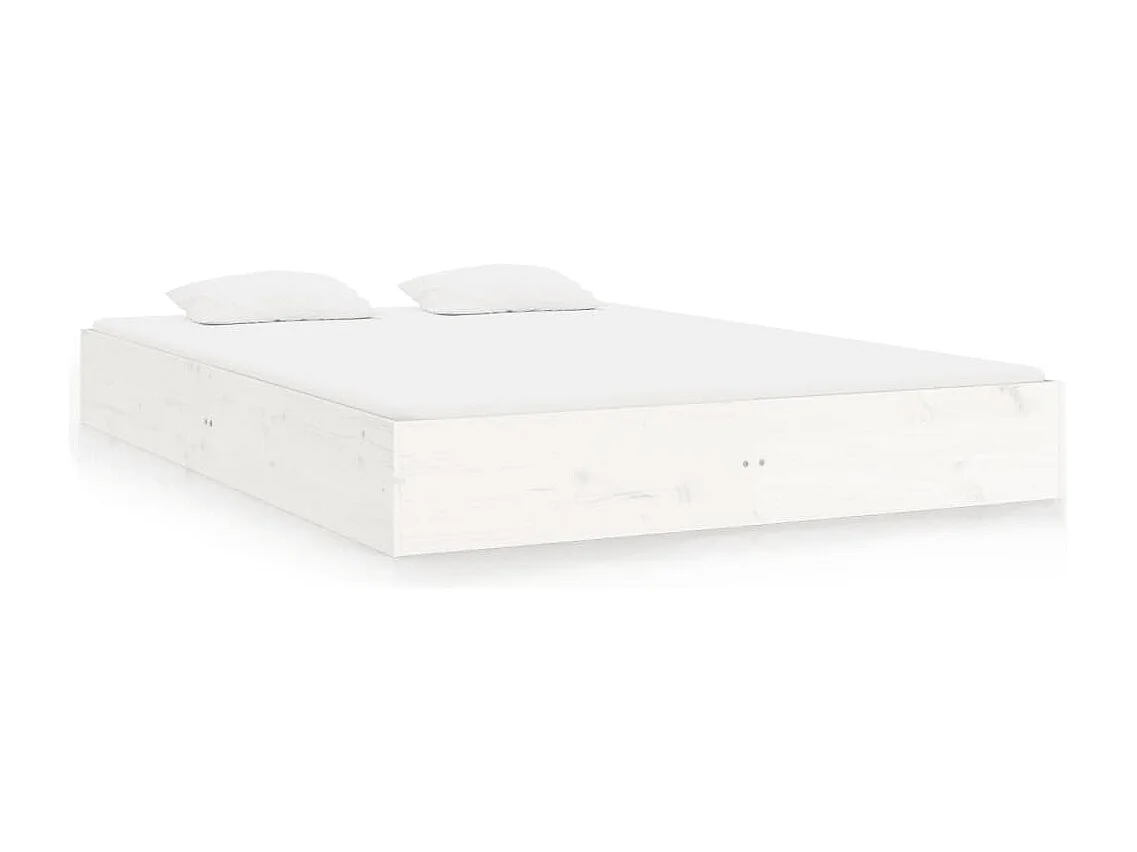 Cadre de lit sans matelas blanc bois massif 150x200 cm
