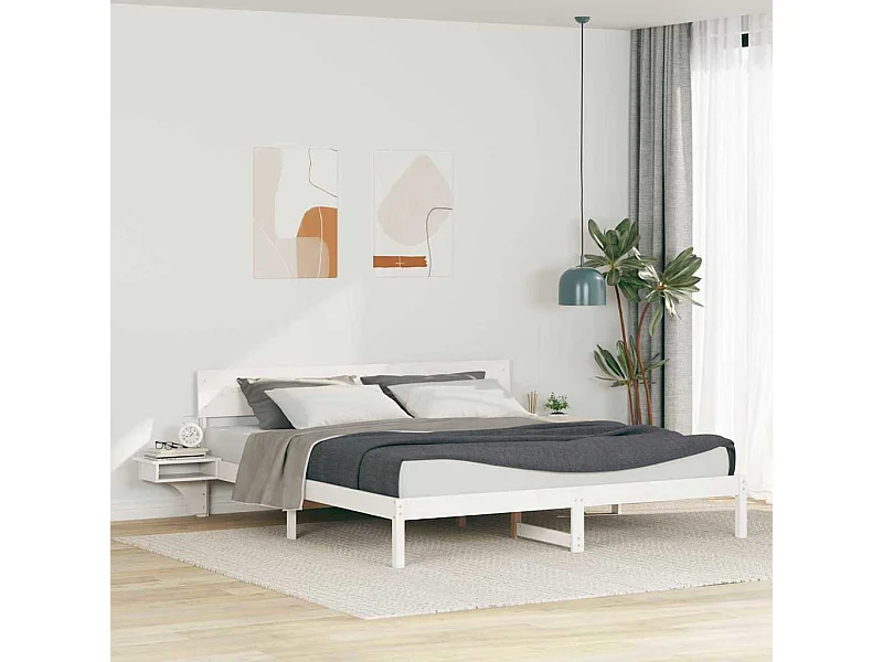 Bedframe met nachtkastjes Wit Massief grenenhout