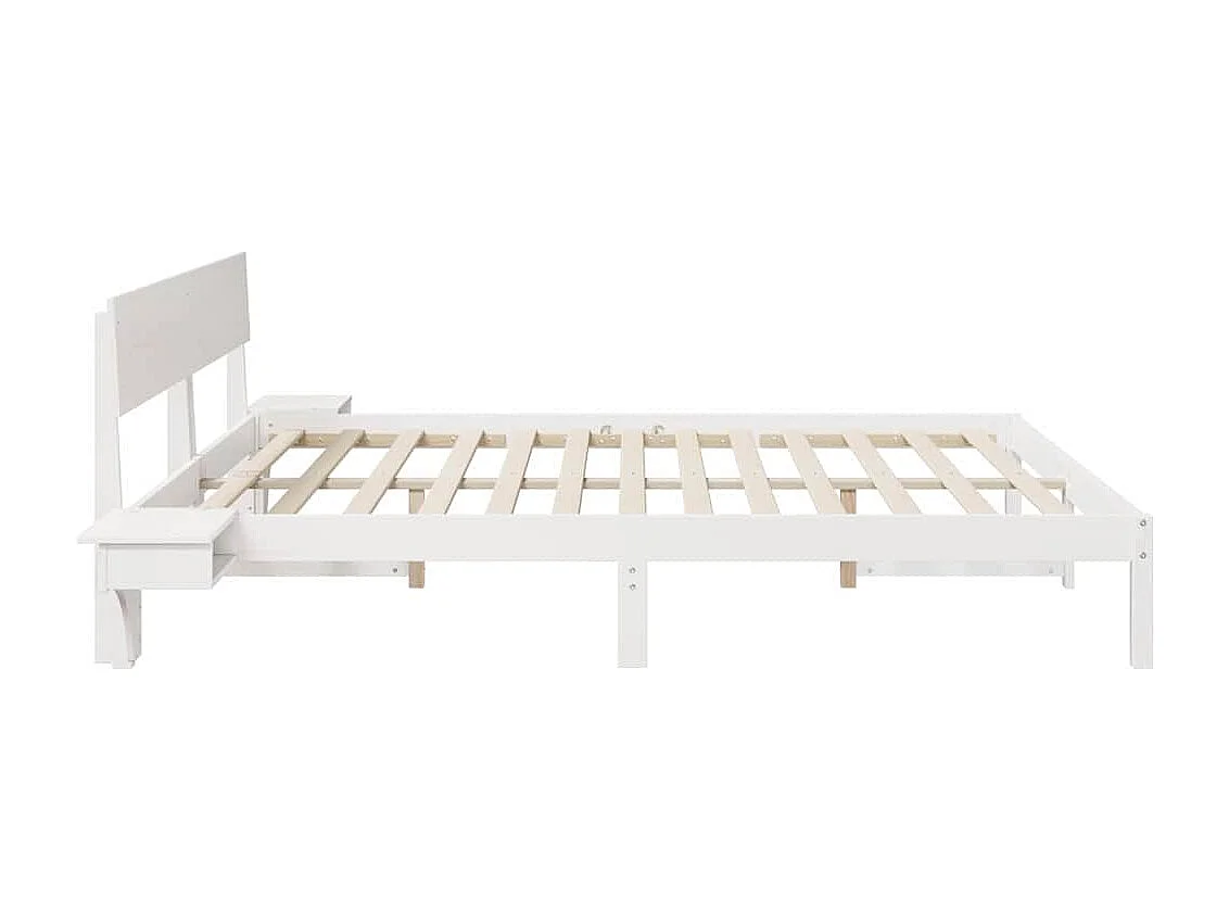 Struttura letto con comodini Bianco Legno massello di pino
