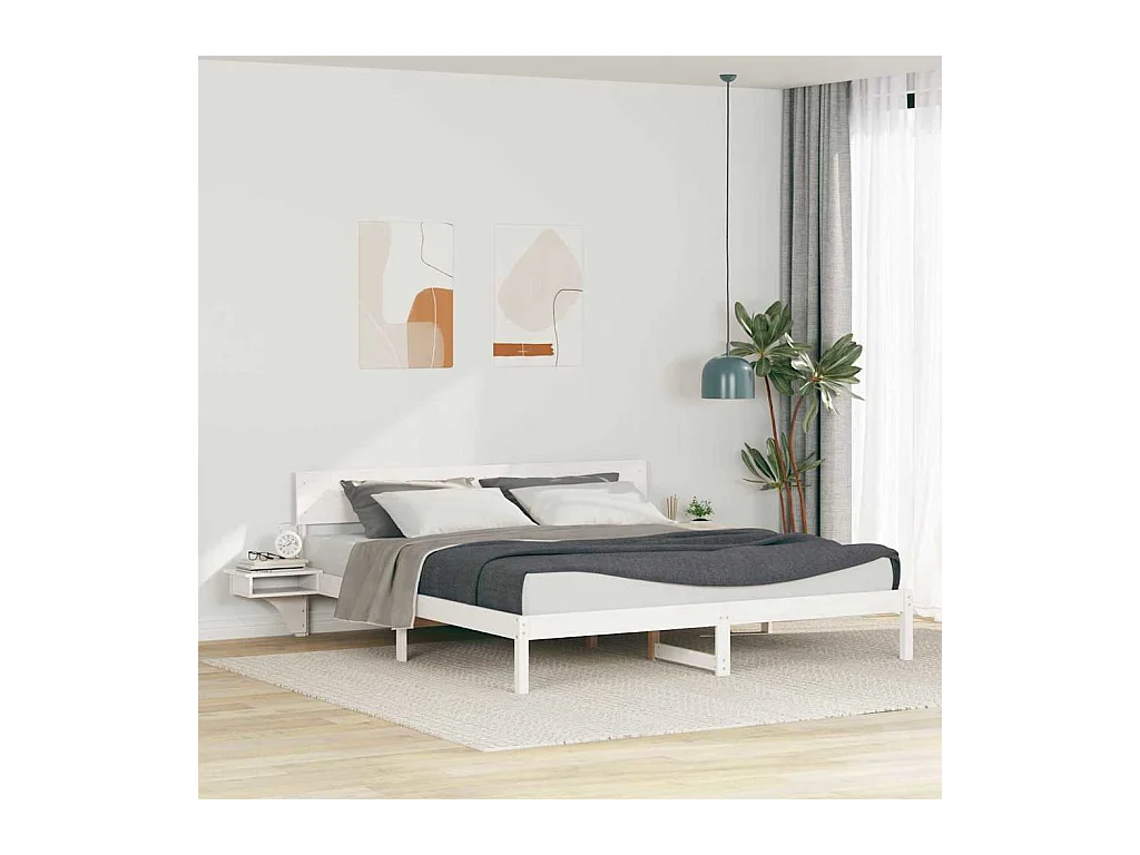 Bedframe met nachtkastjes Wit Massief grenenhout