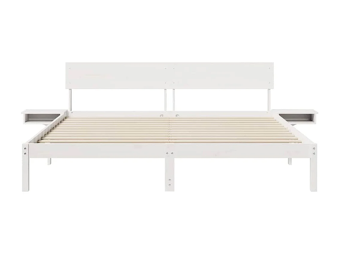 Bedframe met nachtkastjes Wit Massief grenenhout