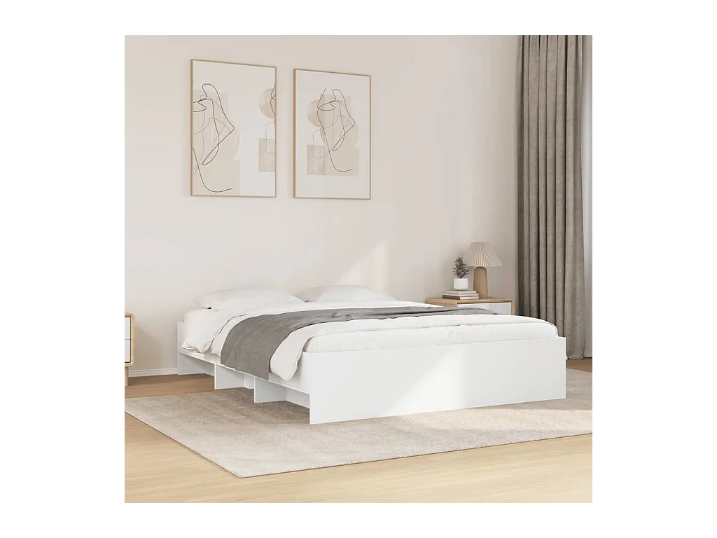 Struttura letto senza materasso bianco 150x200 cm in legno ingegnerizzato