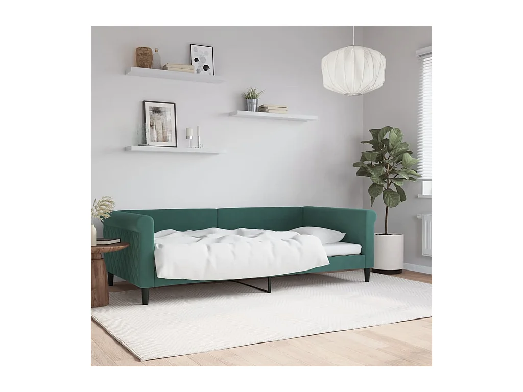 Daybed zonder matras donkergroen 100x200 cm fluweel