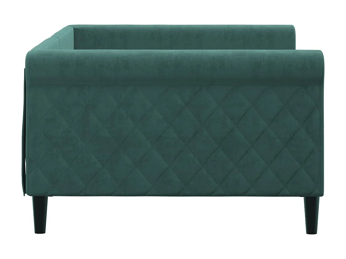 Divano letto senza materasso verde scuro 100x200 cm velluto