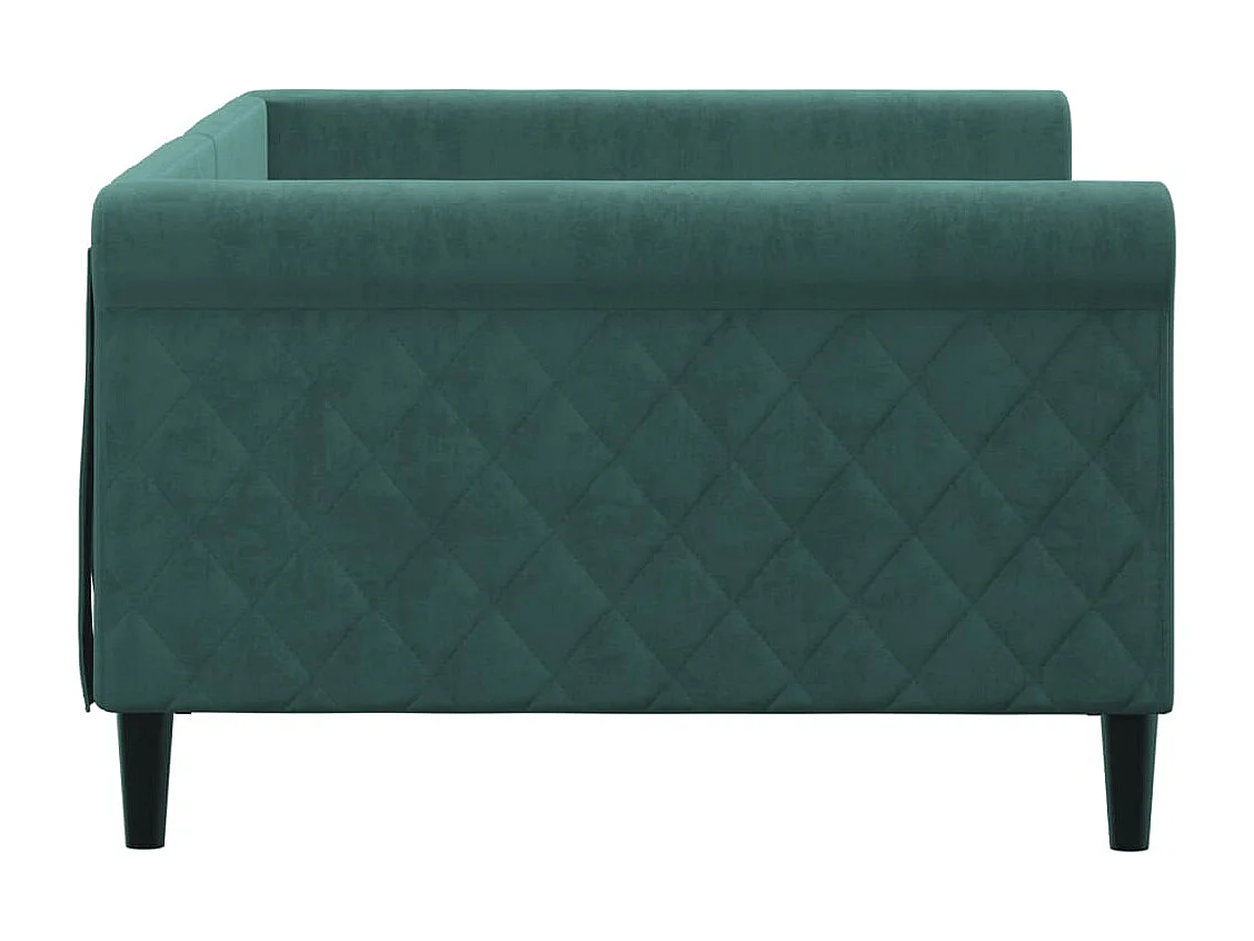 Divano letto senza materasso verde scuro 100x200 cm velluto