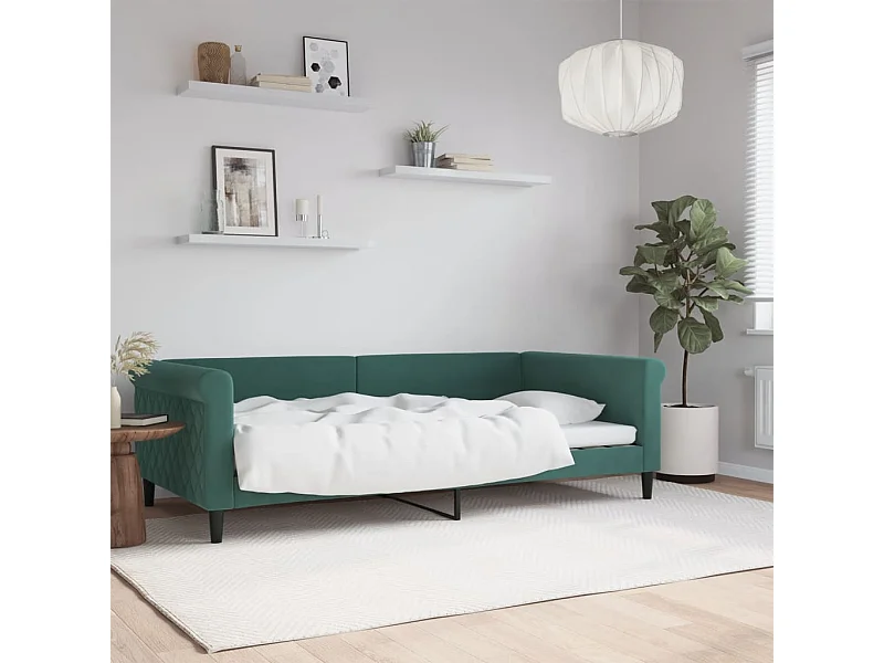 Lit de repos sans matelas vert foncé 100x200 cm velours