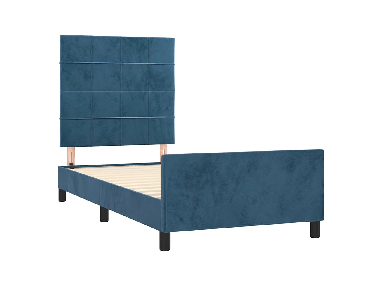 Struttura letto in velluto blu scuro senza materasso 90x190 cm