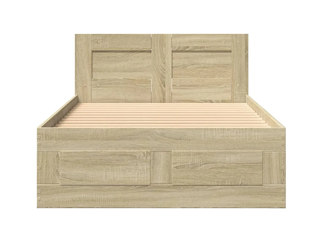 Struttura letto e testiera senza materasso Sonoma rovere 100x200cm