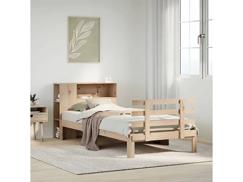 Lit bibliothèque sans matelas 75x190 cm bois de pin massif