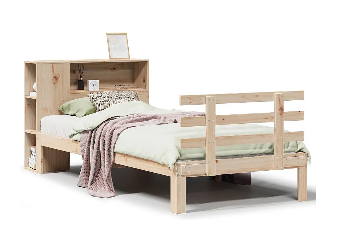 Bibliotheekbed zonder matras 75x190 cm massief grenenhout