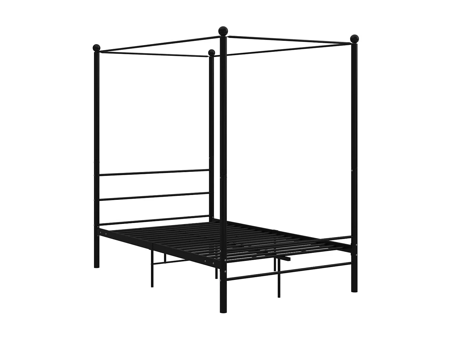 Struttura letto a baldacchino senza materasso in metallo nero 120x200 cm